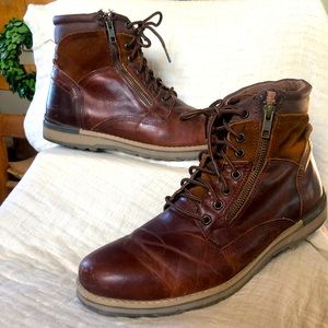 Men’s GBX Leather Lace/Zip Military Dress Cognac Boot